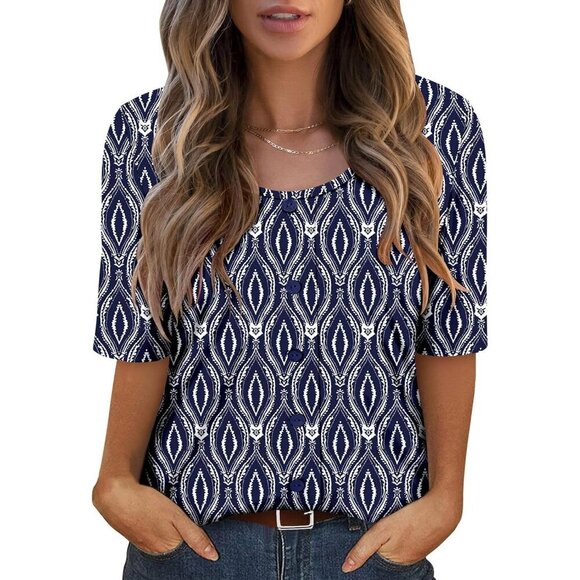 Tops - Women's Lightweight Summer Top Short Sleeve Pullover Casual Blouse